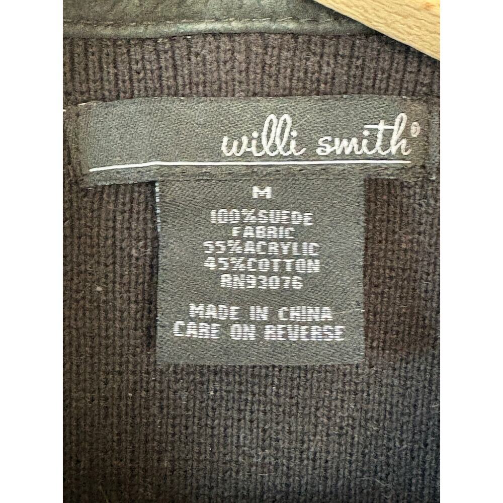 Vtg Willi Smith Suede Western Vest Black Embroidered Snap Front Boho Witchy M - Picture 5 of 7
